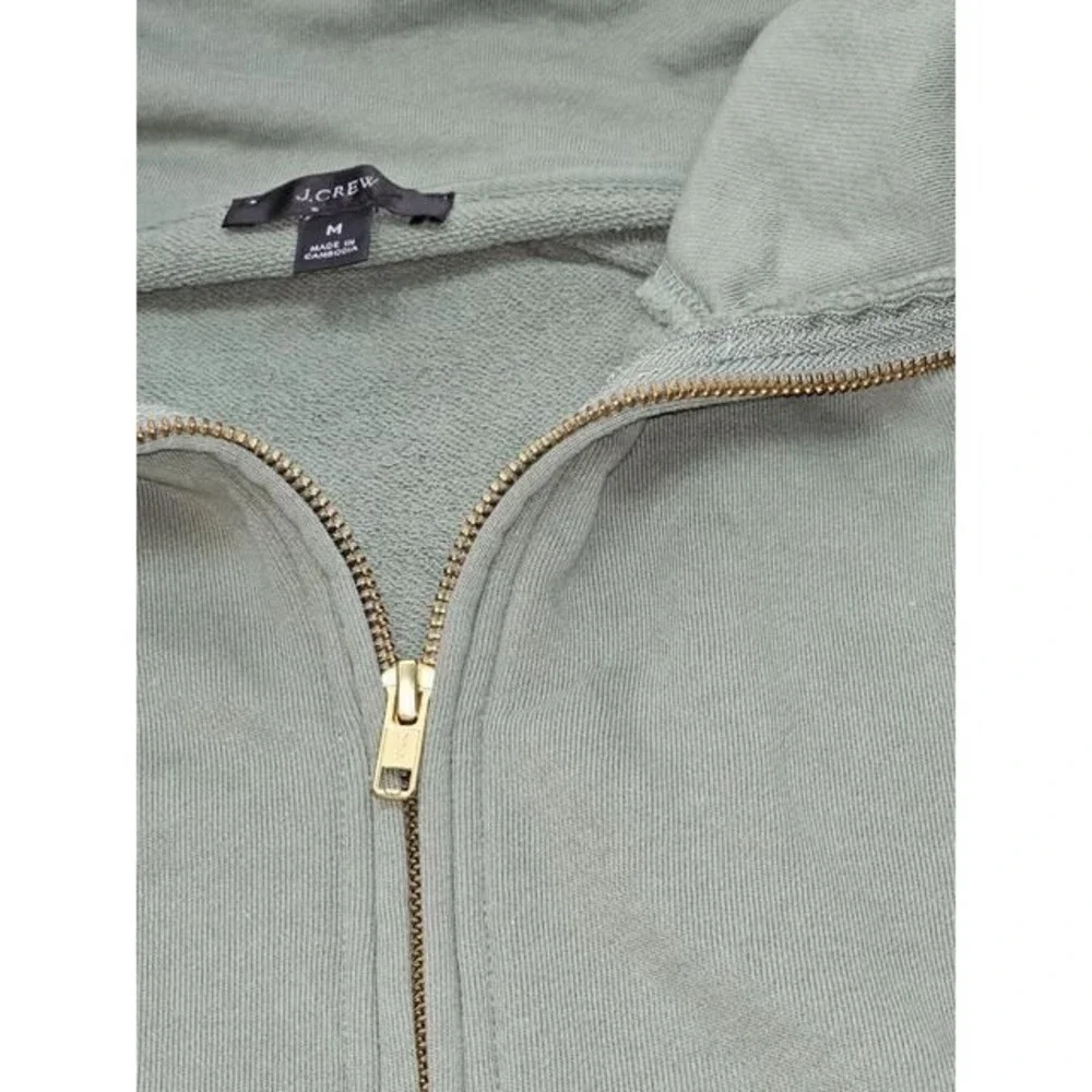 J. Crew Mens Size Medium Green Cotton‎ Quarter Zip Pullover Sweatshirt